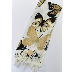 Tan Brown Multicolor Butterfly Print Pashmina Scarf Shawl Wrap Brand New